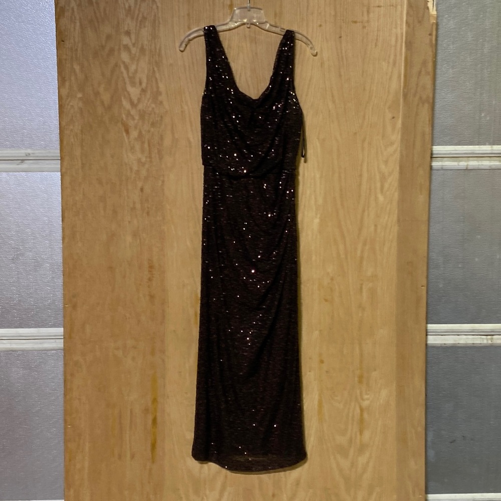 Ralph Lauren Evening- Beautiful brown sequined Maxi cocktail dress